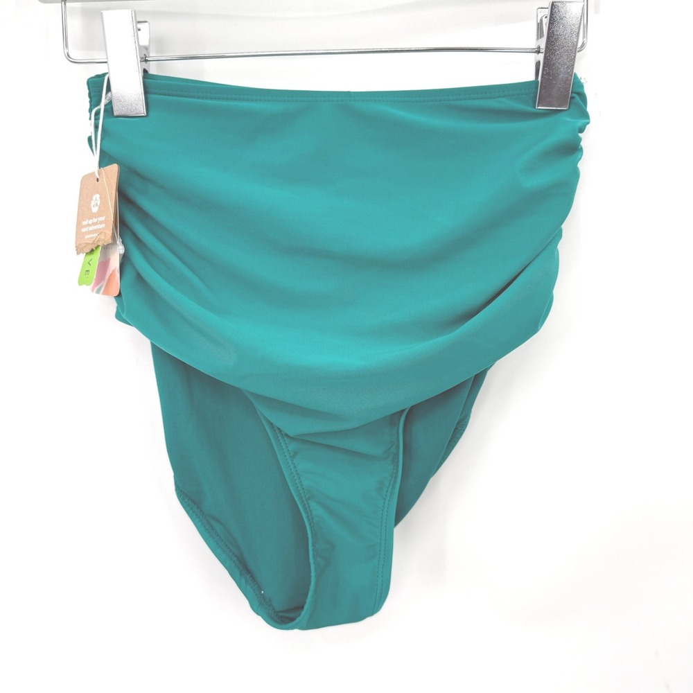 Nani Swimwear NWT Bottoms Women XS Teal Ruched Resort Coastal Beach Swim